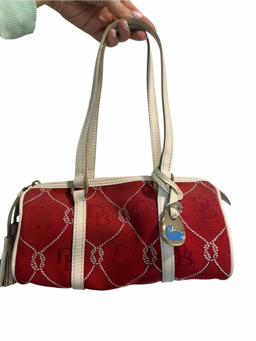 90s vintage Dooney & Bourke red nautical barrel bag
